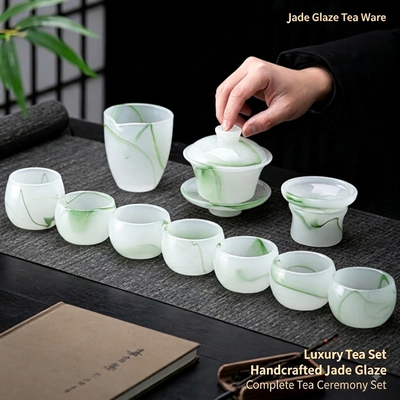 Emerald Crystal Gaiwan Tea Set (10-Piece)⁠