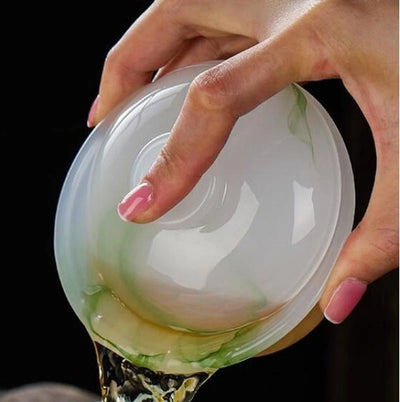 Handcrafted Jade Porcelain Gaiwan (160ml) | Premium Gongfu Tea Bowl